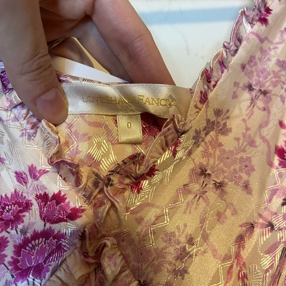 LoveShackFancy Kendall Satin Floral Pink Midi Dress size 0 - Picture 7 of 11